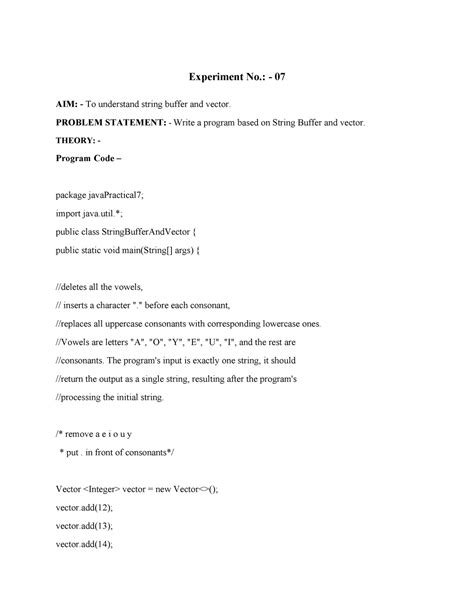 OOPM Mumbai University Exp-7 - Experiment No.: - 07 AIM: - To ...