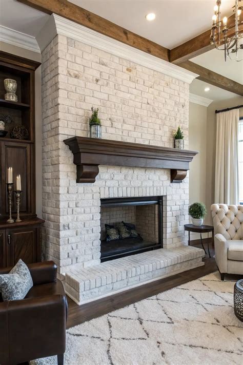 17+ Stunning Whitewash Brick Fireplace Ideas