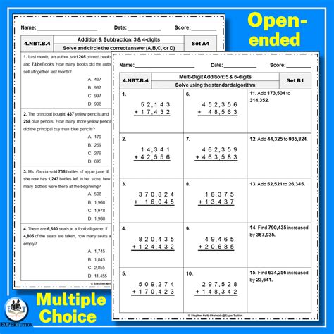 Addition, Subtraction, Multiplication, & Division Worksheets ...