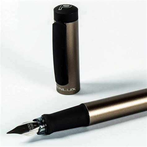 Penlux Junior Metallic Charcoal Body With Black Clip Fountain Ink Pen ...