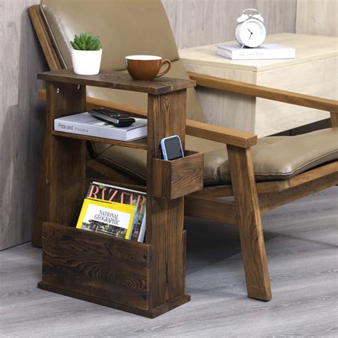 ADOUER WOOD Solid Acacia Wood Multi Use Magazine Rack, Light Walnut ...