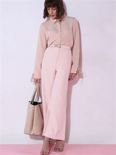 Pink High Rise Wide Leg Pants