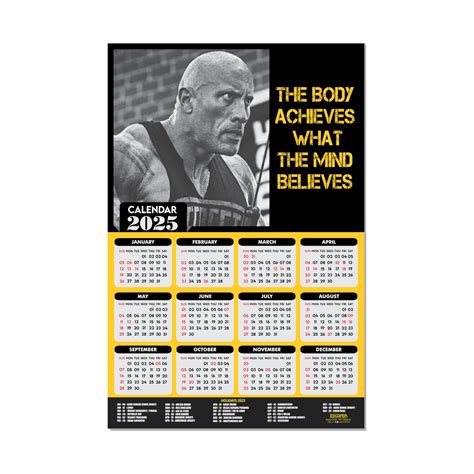 Buy ESCAPER Dwayne Johnson Gym Wall 2025 hanging (12 x 18), Wall 2025 ...