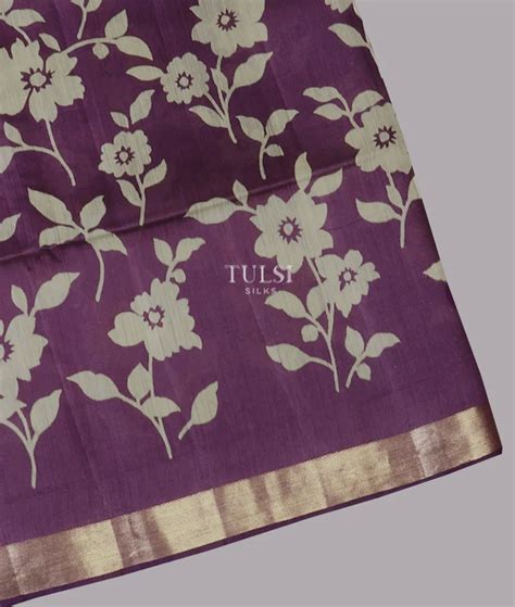 Buy Purple Tussar Printed Saree T617244