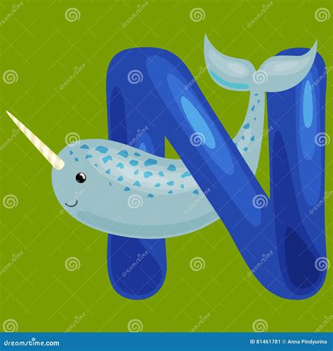 N Is For Narwhal. Letter N. Narwhal., Cute Illustration. Animal ...
