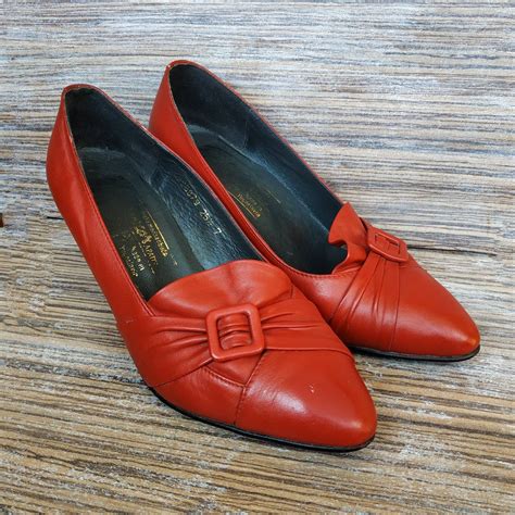 Vintage Red Pumps Red Leather Shoes Elegant Women Shoes 1980s - Etsy
