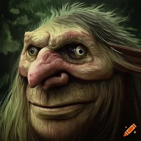 A realistic image of a troll of Scandinavian folklore, hiding in the ...