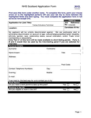 NHS Scotland Application Form - Blank Fillable Template | Fill Out ...
