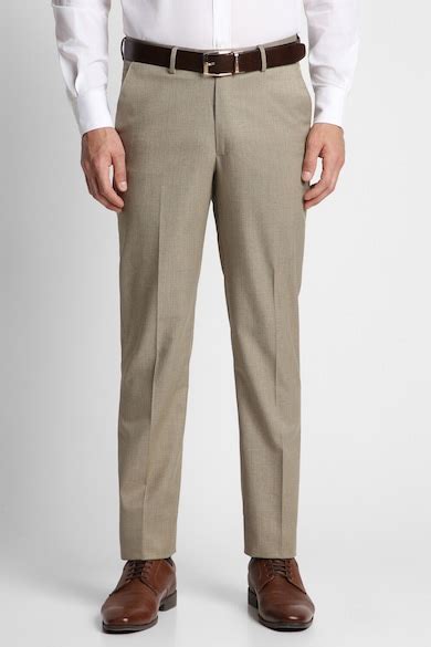 Buy Men Olive Solid Formal Trousers Online - 726396 | Peter England