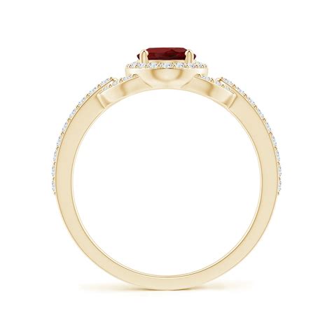 Vintage Style Oval Garnet Halo Ring