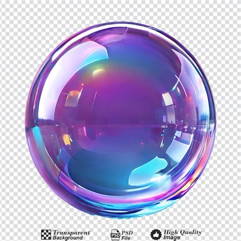 3d crystal glass bubble with refraction and holographic isolated on ...