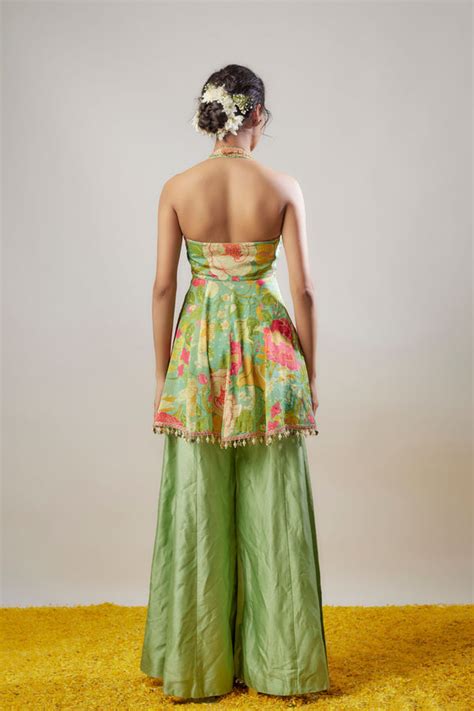 Gopi Vaid - Akshara Mint Peplum Set - Elahe