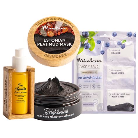Sunscreen, Black Mask & Blueberry Home Facial Kit – Mintree