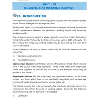 ICAI Notes- Unit 6 Management of Working Capital - Financial Management