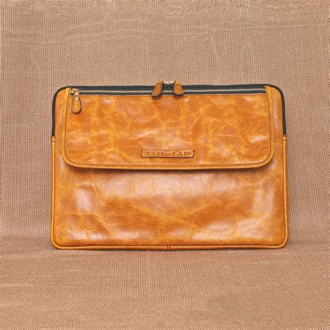 Indianshelf Leather Butterscotch Crunch Zippered Sleeve Pouch Organiser