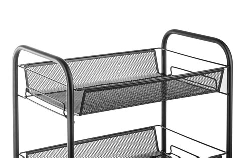 Buy 3-Tier Wire Metal Mesh Shelves, Heavy Duty Utility Rolling Cart ...