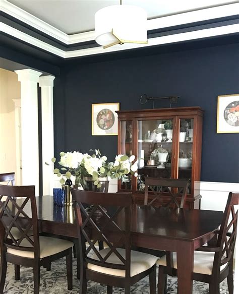 dark blue dining room