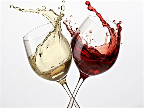 Premium Photo | Two glasses of wine are filled with white and red wine.