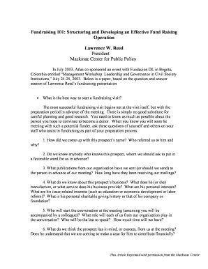 Fillable Online Fundraising 101: Structuring and Developing an ...