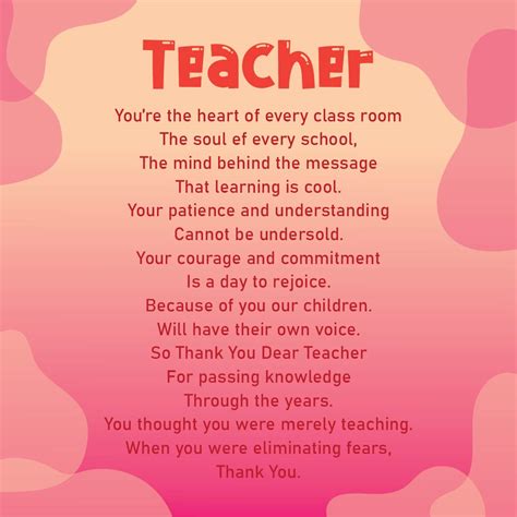 Teacher Appreciation Poem Printable - prntbl.concejomunicipaldechinu.gov.co