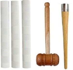 RPS sports Cricket bat handle White 3 Grip +1 Hammer + 1 Cone Wooden ...