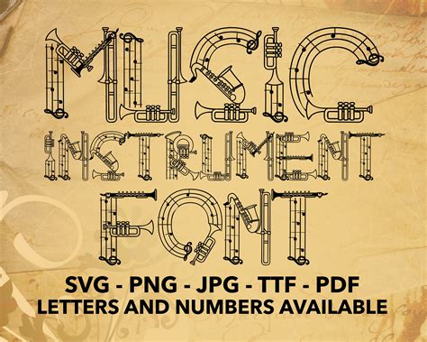 Music Font SVG, Music Instrument Font, Music Font SVG, PNG, Jpg, Ttf ...