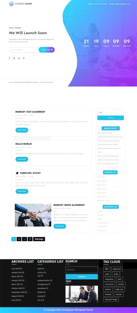 Free Coming Soon WordPress Theme for Business and Consultancy