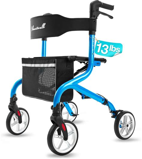 PLANET WALK Super Lightweight Rollator Walker for Traveling, Foldable Rolling Walker with Seat ...