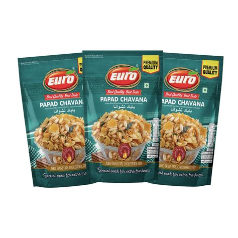 Euro Papad Chavana Namkeen 350gm (Pack of 3)| A Spicy blend of Rice ...