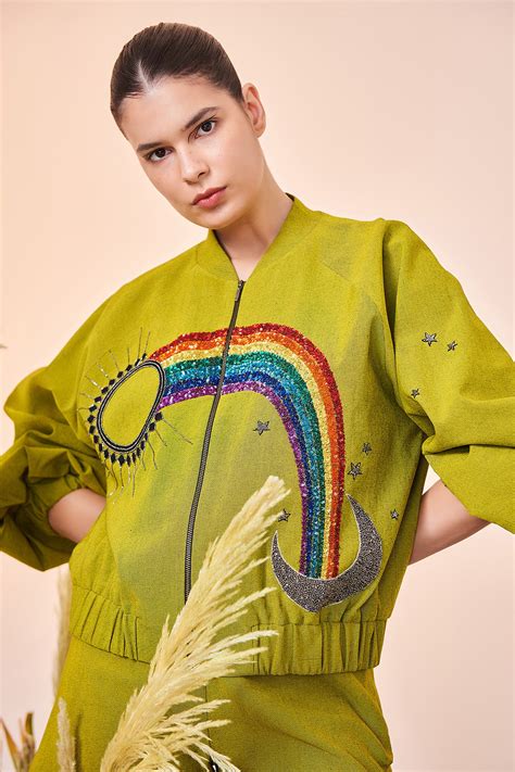 Sun, Moon, Star, Rainbow Balloon Sleeves Bomber Jacket And Shorts ...