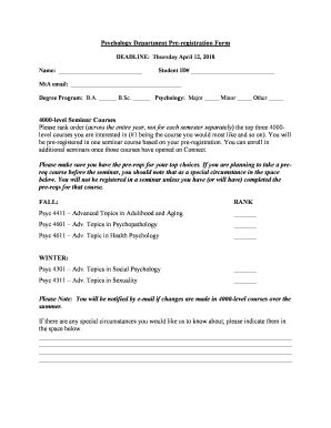 Fillable Online Psychology Department Pre-registration Form - mta.ca ...
