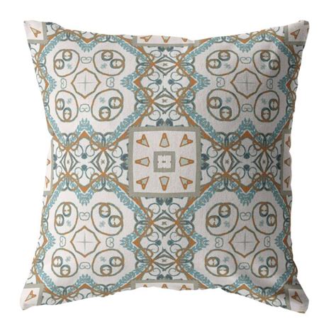 HomeRoots 26” Blue Orange Mandala Indoor Outdoor Throw Pillow at Lowes.com