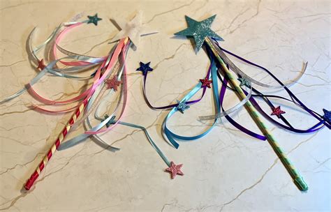 Multicoloured Fairy Wand with Embellished Star Studded Ribbons, Perfect Princess Bride Costume ...