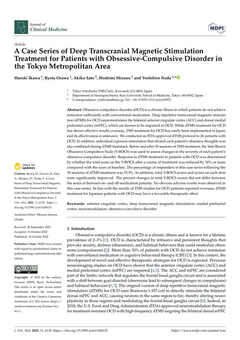 Efficacy and Safety of Deep Transcranial Magnetic Stimulation for Obsessive-Compulsive Disorder: A Prospective Multicenter Randomized Double-Blind Placebo-Controlled Trial.