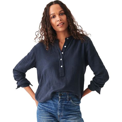 Faherty Dream Cotton Gauze Collarless Shirt - Women's - Clothing