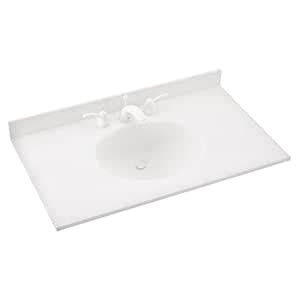 Swanstone VT1B1931-010 Ellipse Solid Surface Single-Bowl Vanity Top, 37 ...