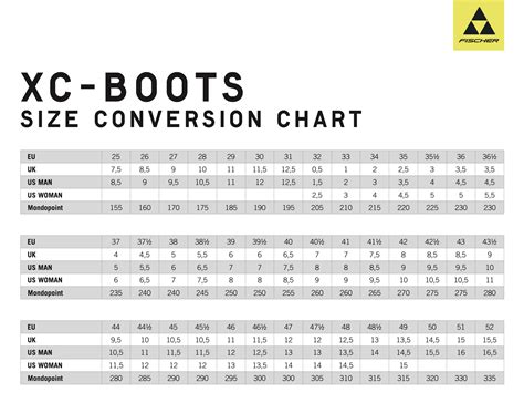 Ski Boot Conversion Chart Scarpa Ski Boot Size Chart Top