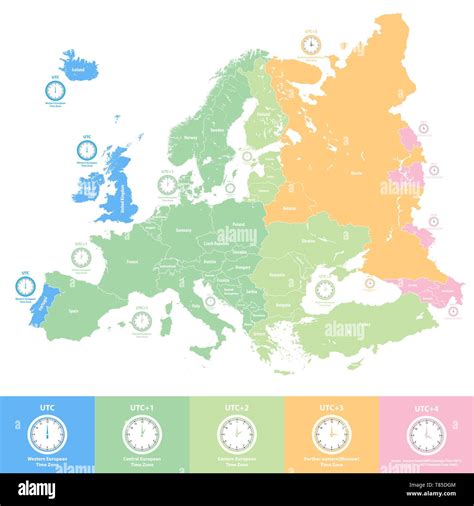Europe Time Zones Map In Grey Scales With Location And, 46% OFF