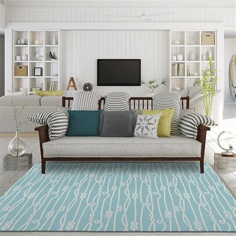 Addison Rugs 5 x 7 Blue Indoor/Outdoor Tropical Area Rug AHP37SH5X8 at ...