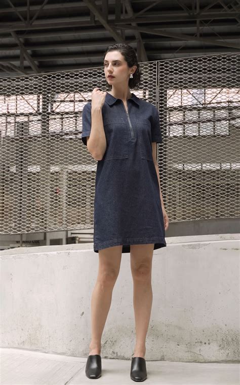 Zipper Denim Shift Dress – What To Wear