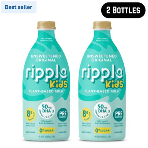 Ripple Kids Dairy-Free Plant-Based Unsweetened Original Milk, 48 fl oz ...