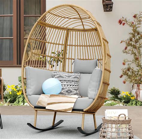 Amazon.com: YITAHOME 2 Piece Outdoor Egg Chair with Footrest Oversized ...