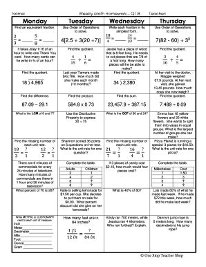 Weekly Math Review Q1 8 - Fill and Sign Printable Template Online