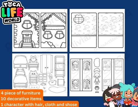 Uncolored Toca Boca Paper Doll House With Furniture Toca Boca Paper ...