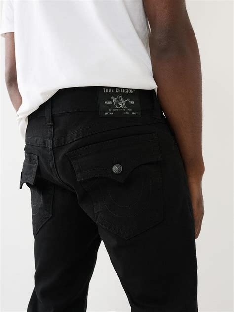 True Religion Men Black Straight Fit Solid Sn Ricky Jeans – Denim for ...