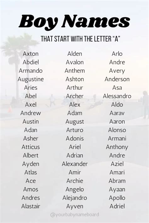 Unique Boy Names That Start With 'A'
