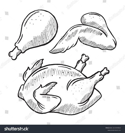 Chicken Meat Drawing Whole Chicken Drawing Stock Photos And Images