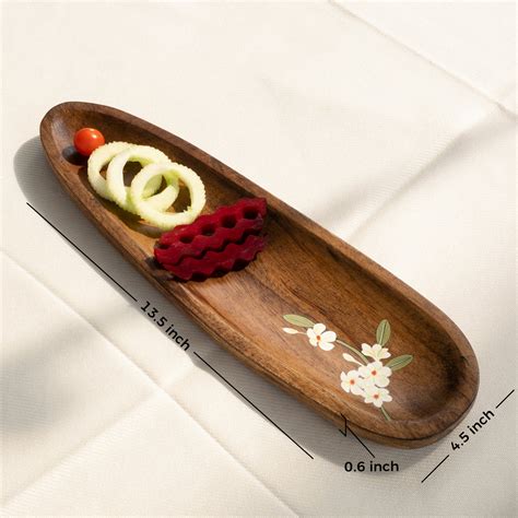 Aurum Crafts | Handpainted Premium Wooden Sleek Platter (Size 14in x 4 ...