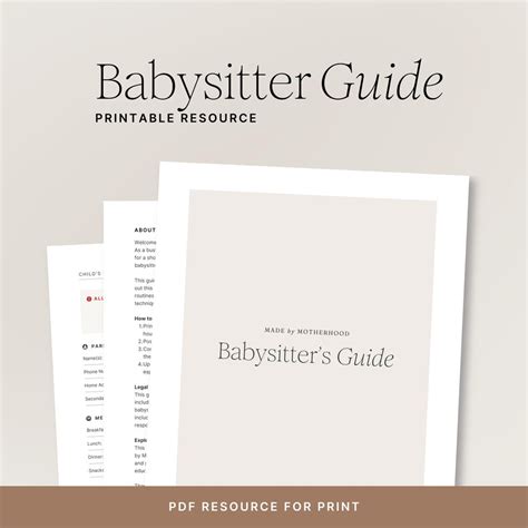 Buy Babysitter Guide | Printable PDF Resource to Set Babysitters up for ...