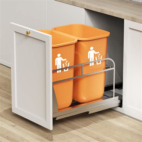 Amazon.com: LIONONLY Dual Pull Out Trash Can Under Cabinet, Heavy Duty ...